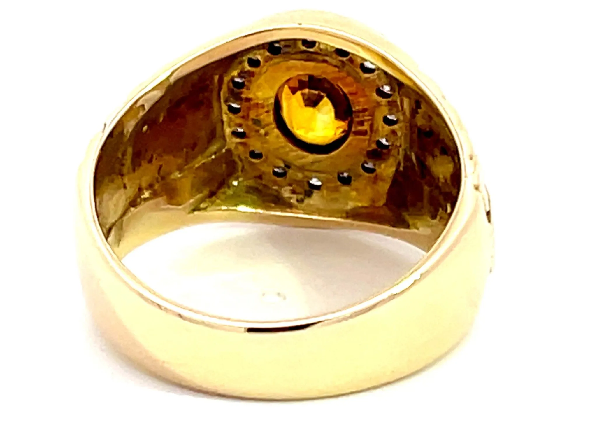 Vintage Citrine Diamond Halo Rolex Ring in 14k Yellow Gold
