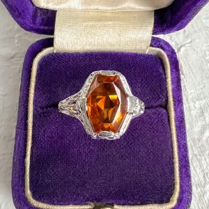Vintage Citrine Filigree Ring