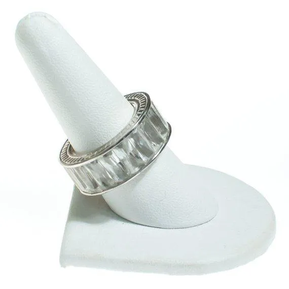 Vintage Cubic Zirconia Engagement Band Set in Sterling Silver
