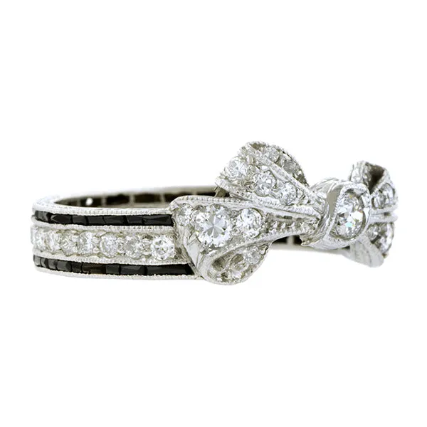 Vintage Diamond & Onyx Bow Ring