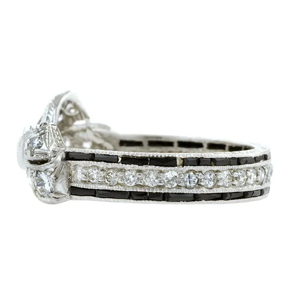 Vintage Diamond & Onyx Bow Ring
