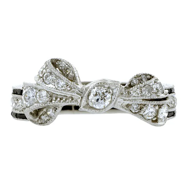 Vintage Diamond & Onyx Bow Ring