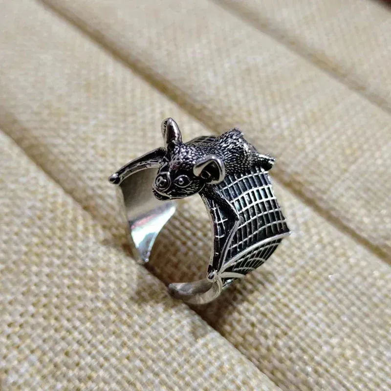 Vintage Dragon Bat Rings for Women Gothic Adjustable Animal Finger Opening Ring Punk Halloween Party Jewelry