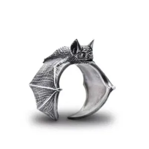 Vintage Dragon Bat Rings for Women Gothic Adjustable Animal Finger Opening Ring Punk Halloween Party Jewelry