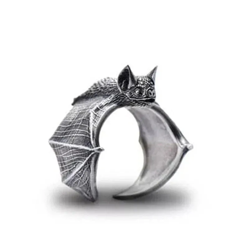Vintage Dragon Bat Rings for Women Gothic Adjustable Animal Finger Opening Ring Punk Halloween Party Jewelry