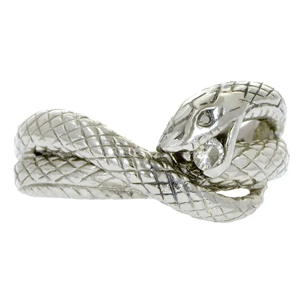 Vintage Engraved Diamond Snake Ring