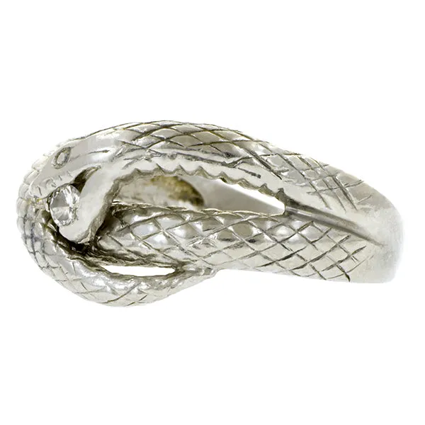 Vintage Engraved Diamond Snake Ring