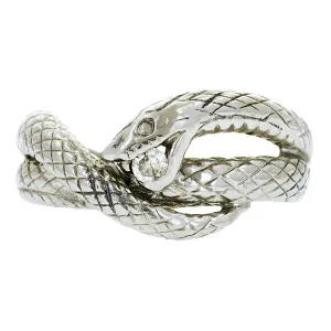 Vintage Engraved Diamond Snake Ring