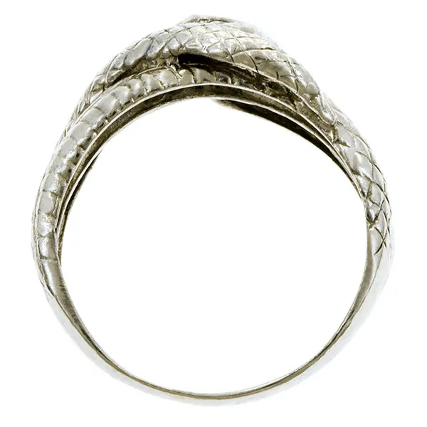Vintage Engraved Diamond Snake Ring