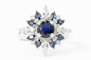 Vintage Faberge Star of the North 18K White Gold Blue Sapphire & Diamond Ring