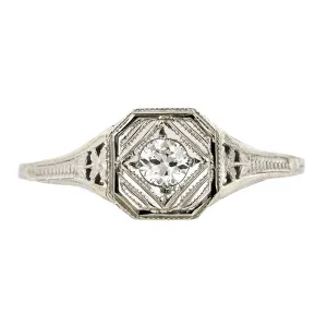 Vintage Filigree Diamond Engagement Ring, TRB; 0.12ct