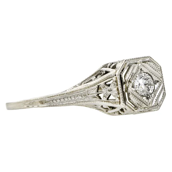Vintage Filigree Diamond Engagement Ring, TRB; 0.12ct