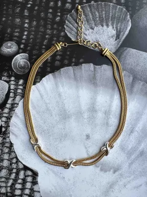 Vintage Gold & Silver Knot Chain Necklace