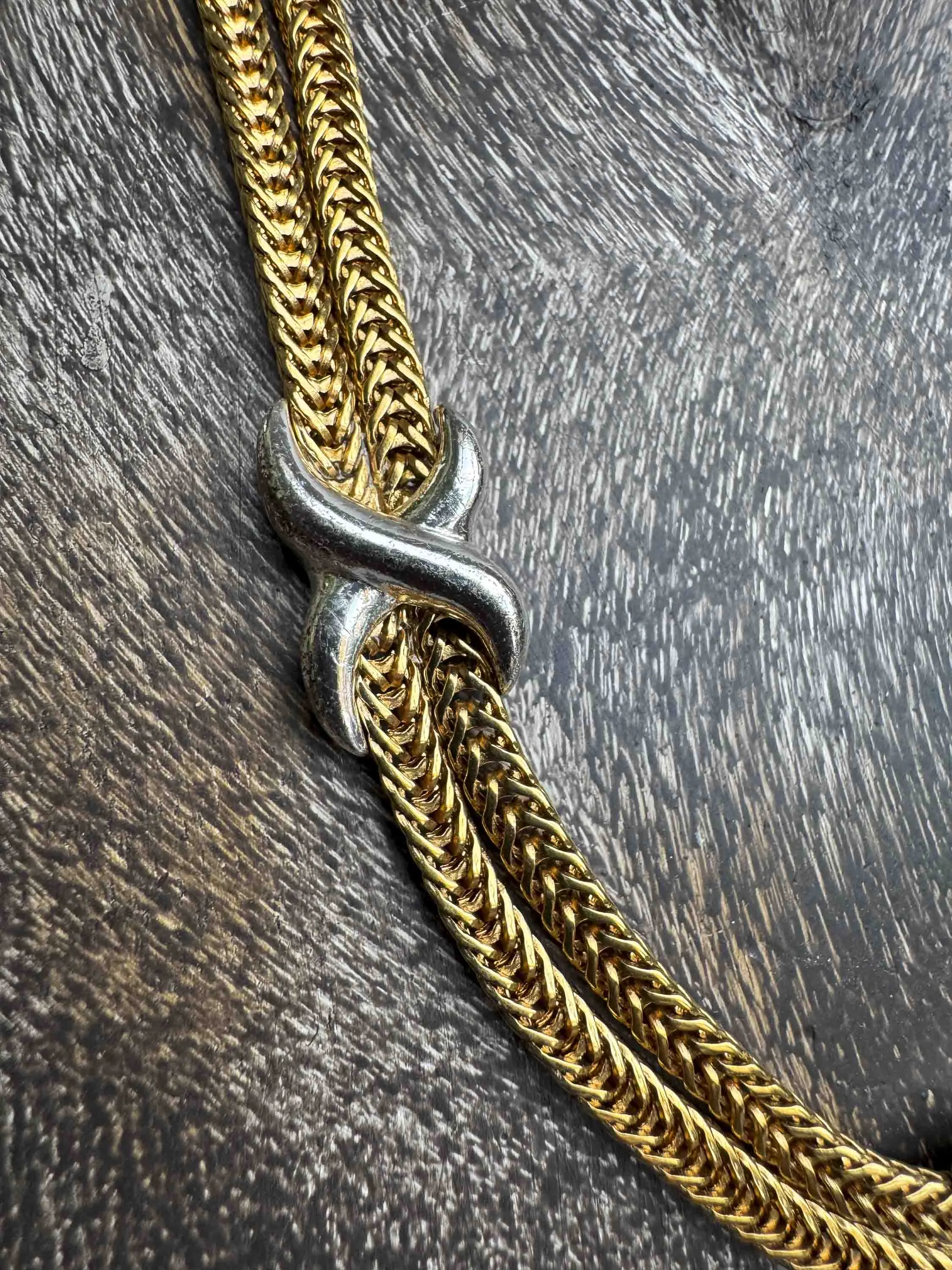Vintage Gold & Silver Knot Chain Necklace