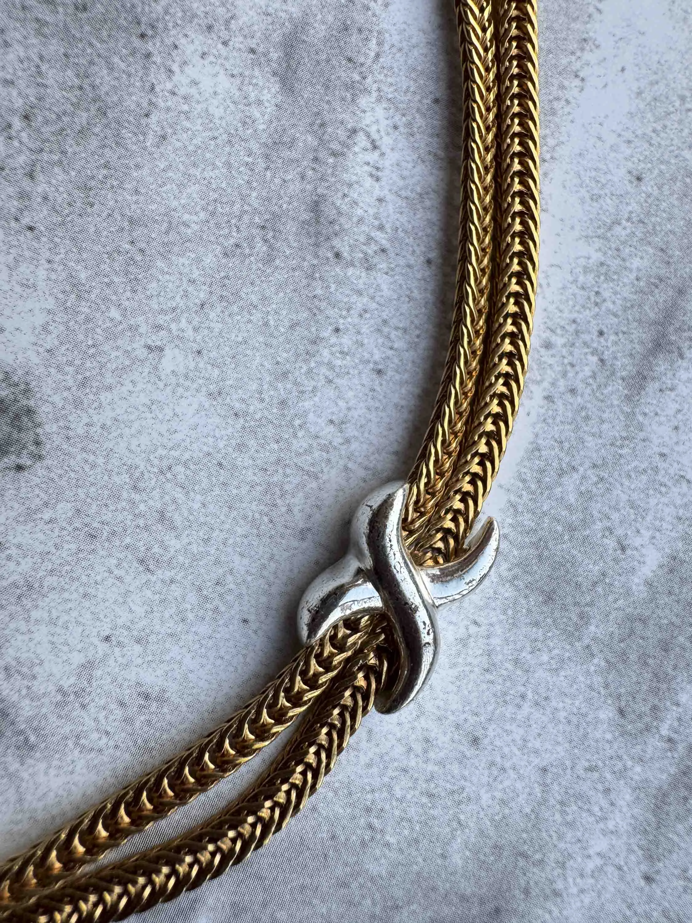 Vintage Gold & Silver Knot Chain Necklace