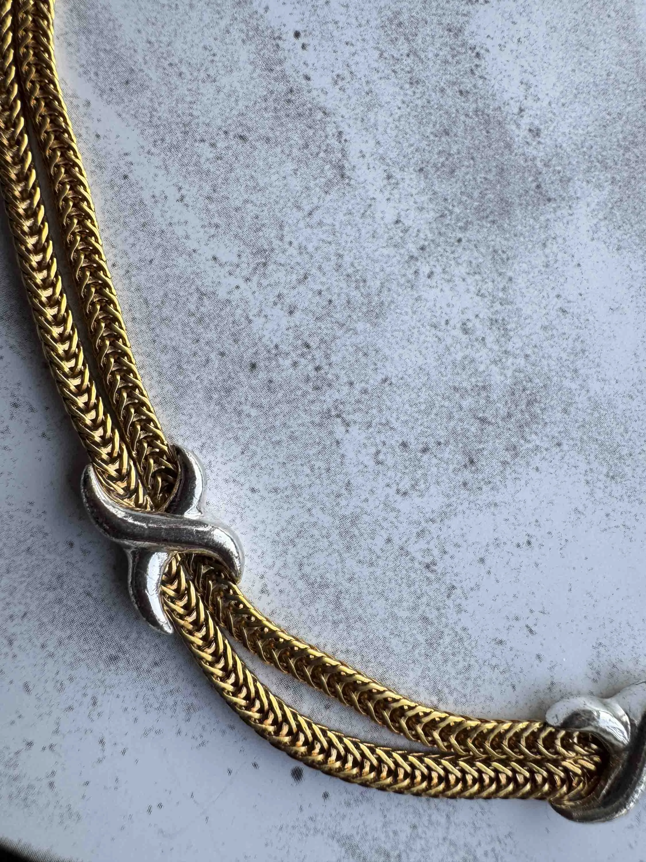 Vintage Gold & Silver Knot Chain Necklace