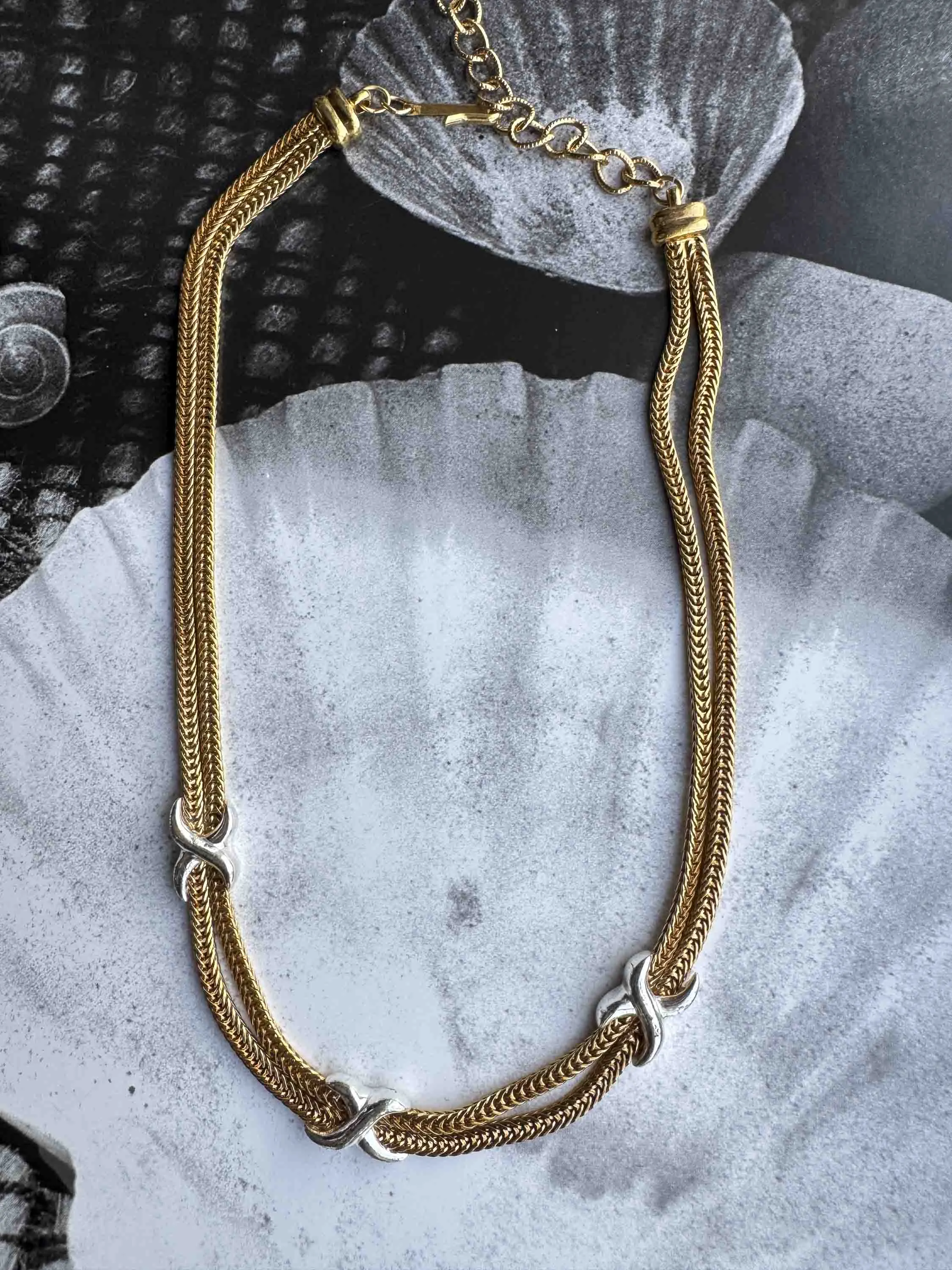 Vintage Gold & Silver Knot Chain Necklace