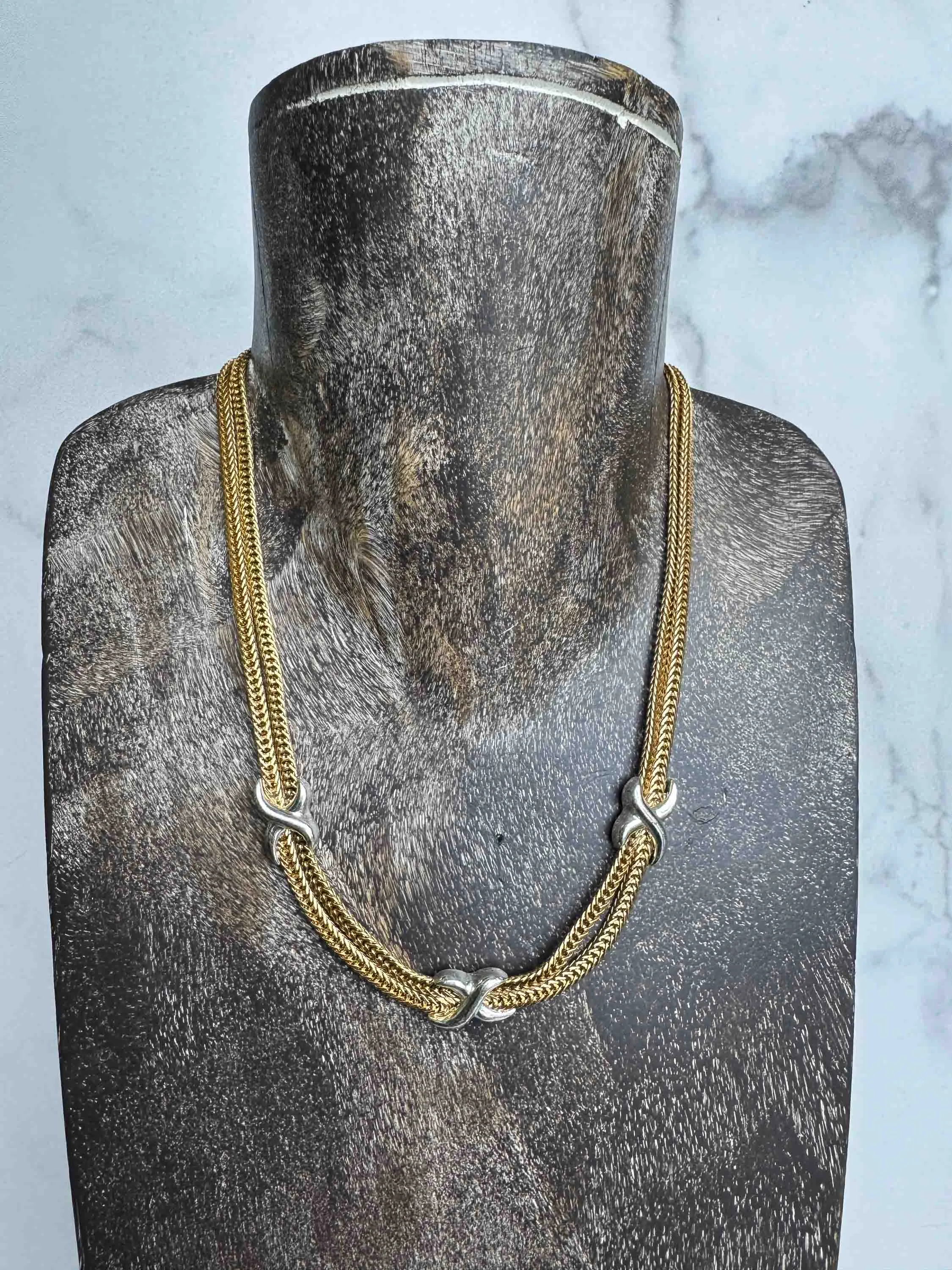 Vintage Gold & Silver Knot Chain Necklace