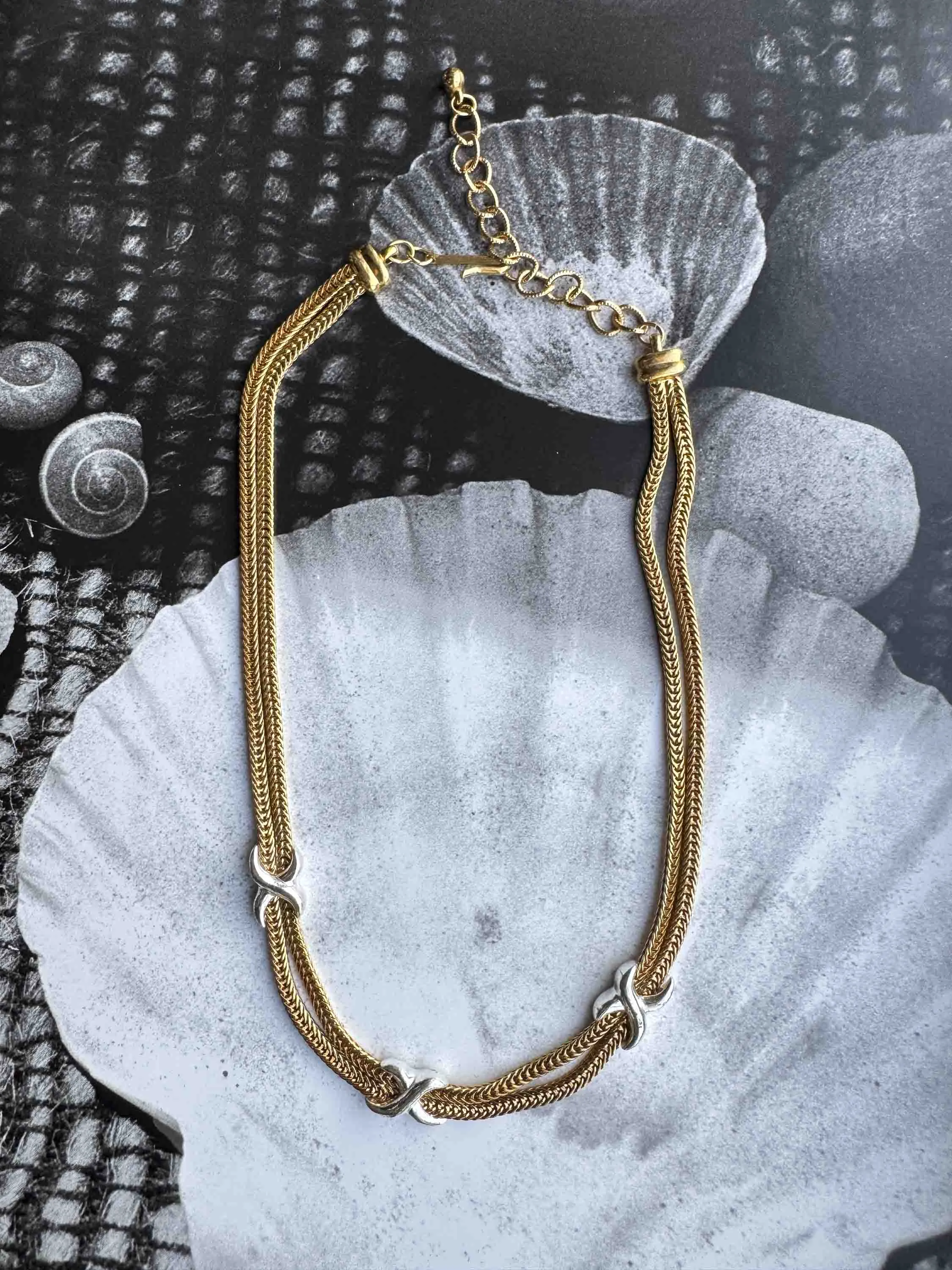 Vintage Gold & Silver Knot Chain Necklace