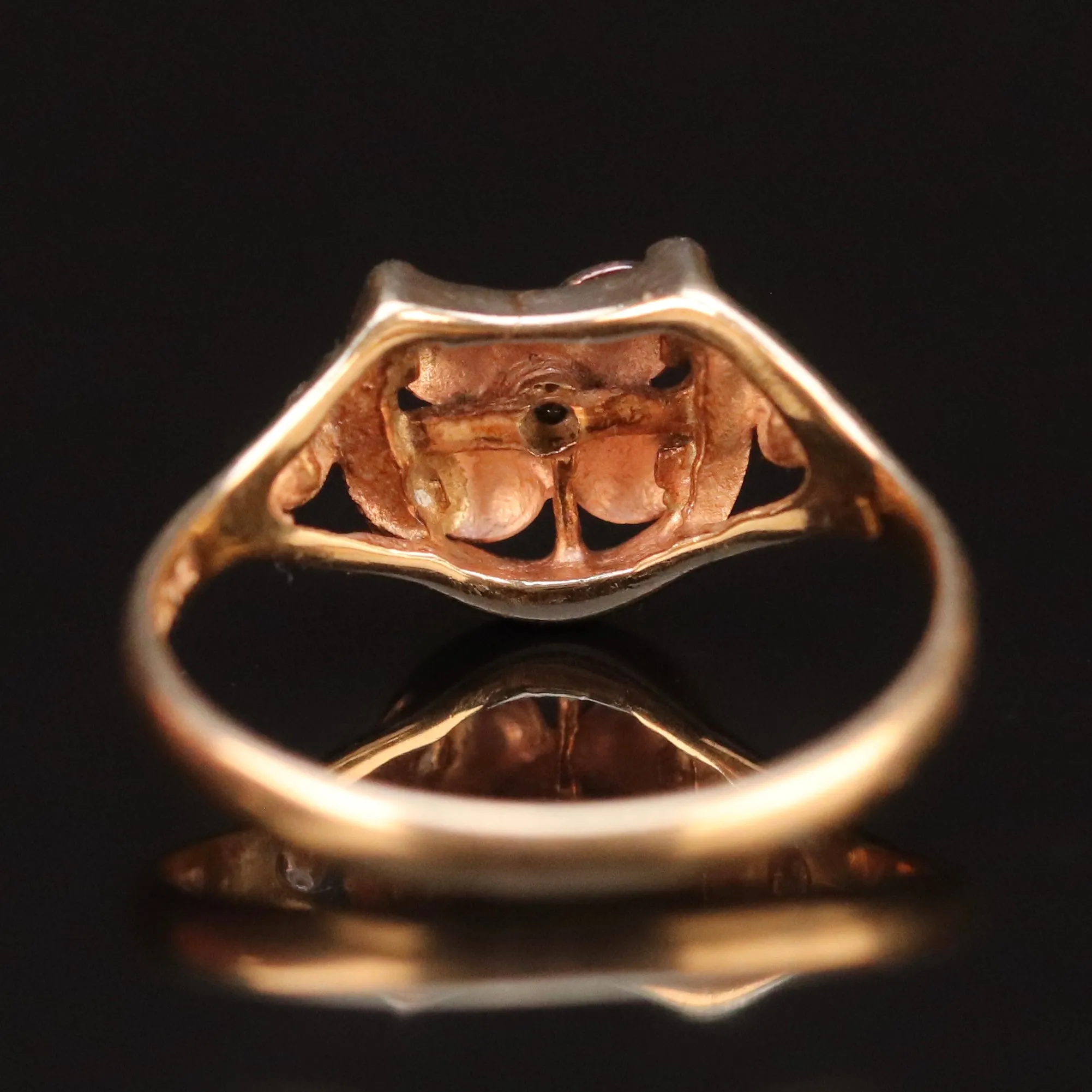 Vintage horseshoe ring in yellow and rose gold