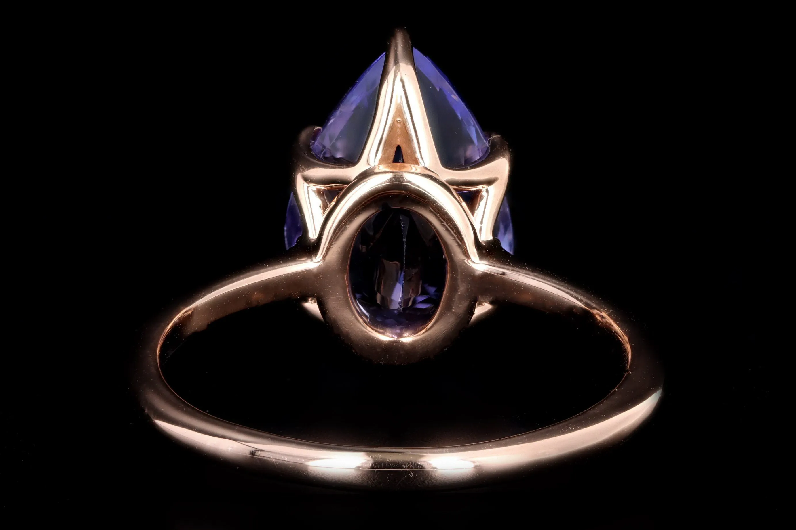 Vintage Inspired 18K Rose Gold 4.12 Carat Pear Cut Tanzanite Ring