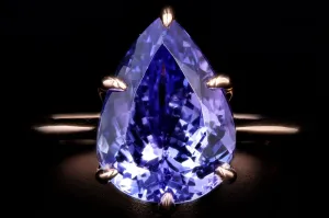 Vintage Inspired 18K Rose Gold 4.12 Carat Pear Cut Tanzanite Ring