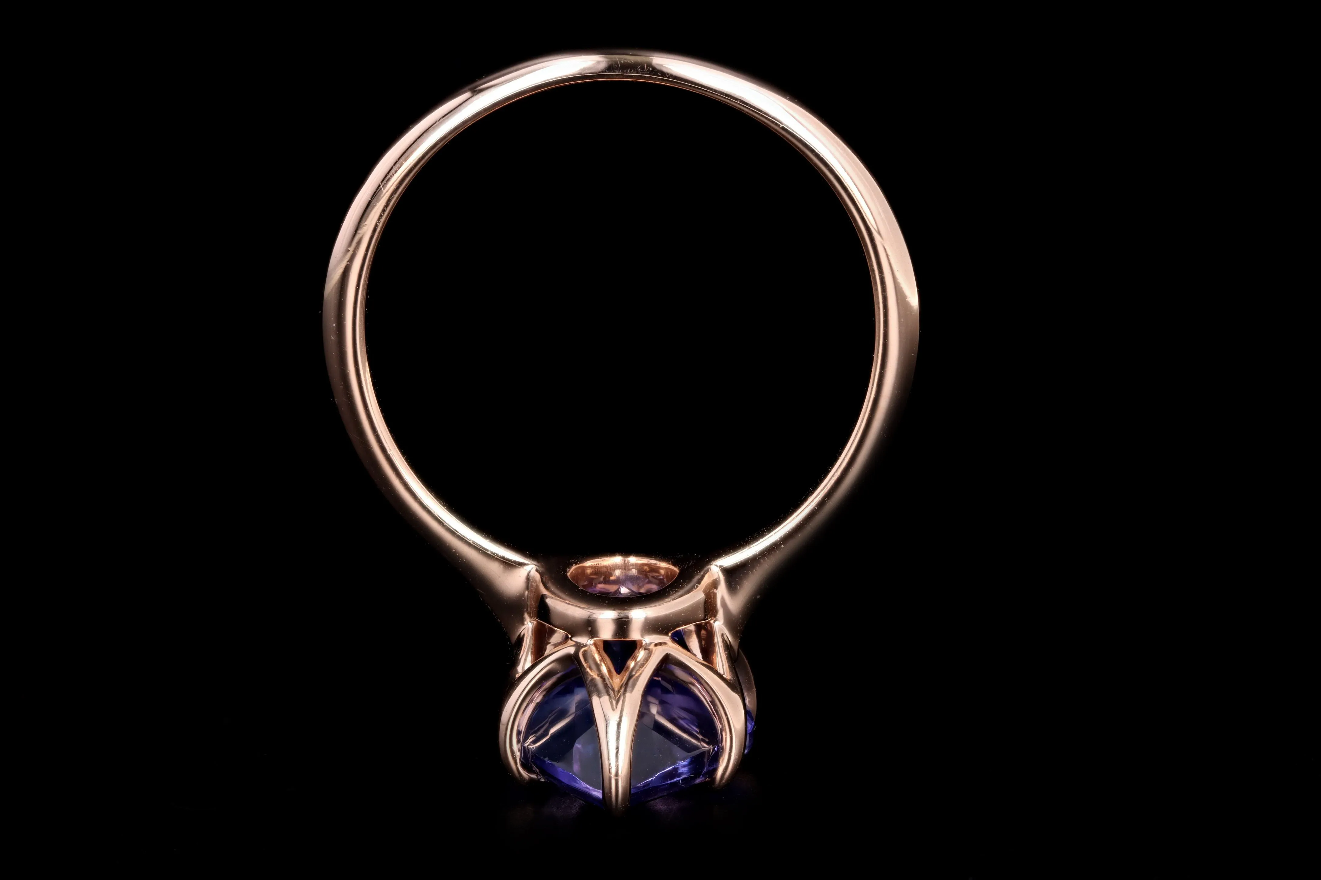 Vintage Inspired 18K Rose Gold 4.12 Carat Pear Cut Tanzanite Ring