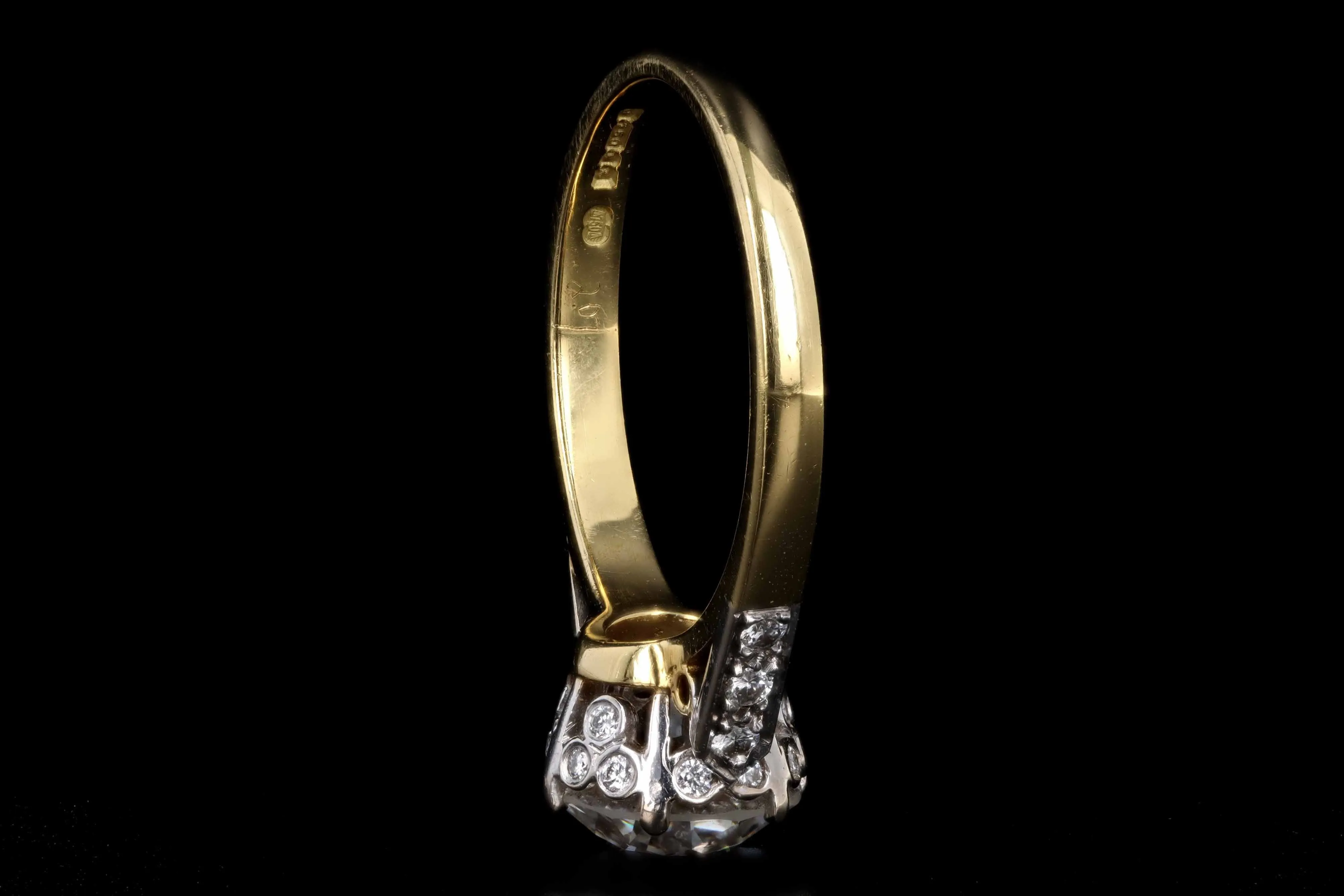 Vintage Inspired 18K Yellow Gold 2.07 Carat Old European Cut Diamond Engagement Ring GIA IGI Certified