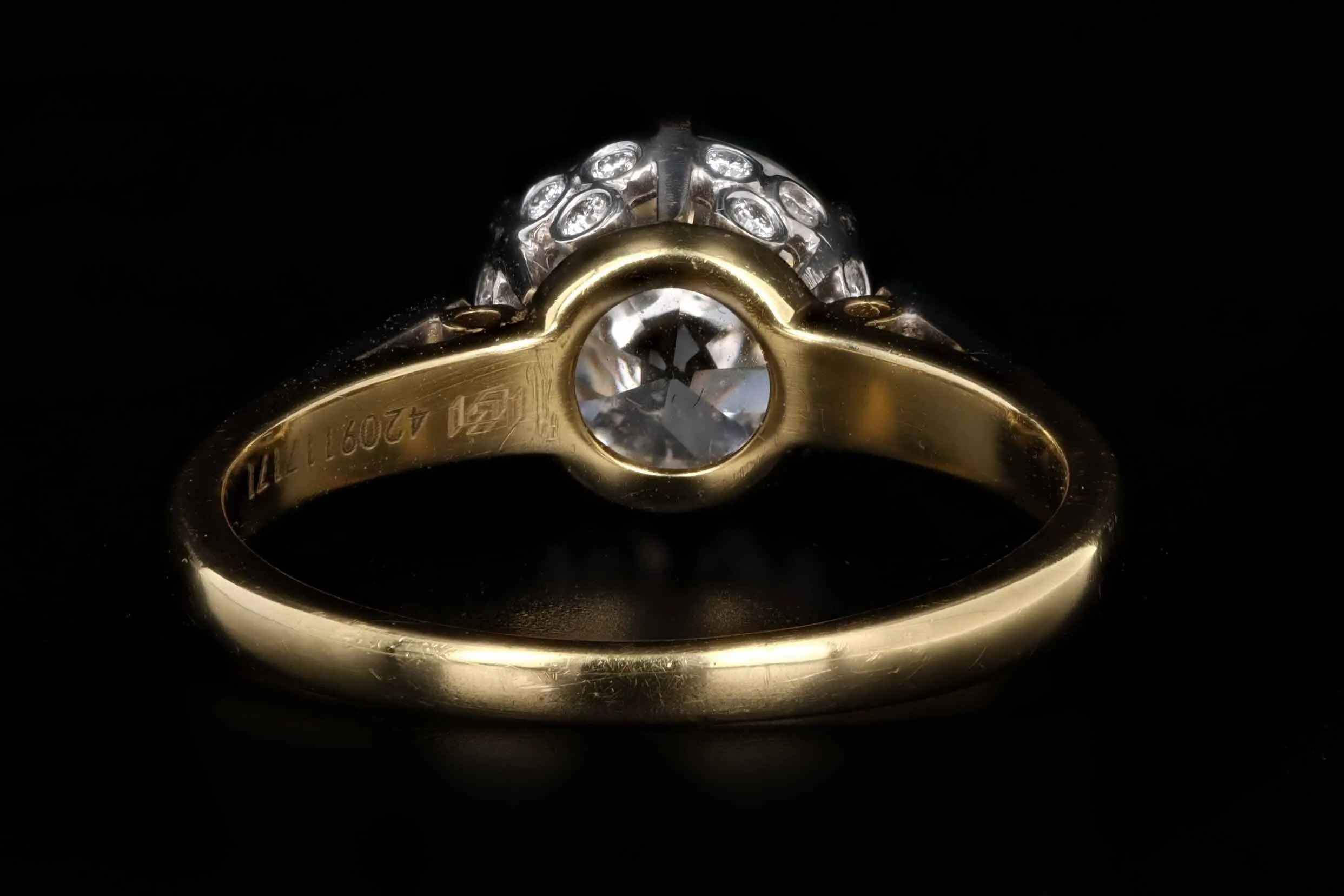 Vintage Inspired 18K Yellow Gold 2.07 Carat Old European Cut Diamond Engagement Ring GIA IGI Certified