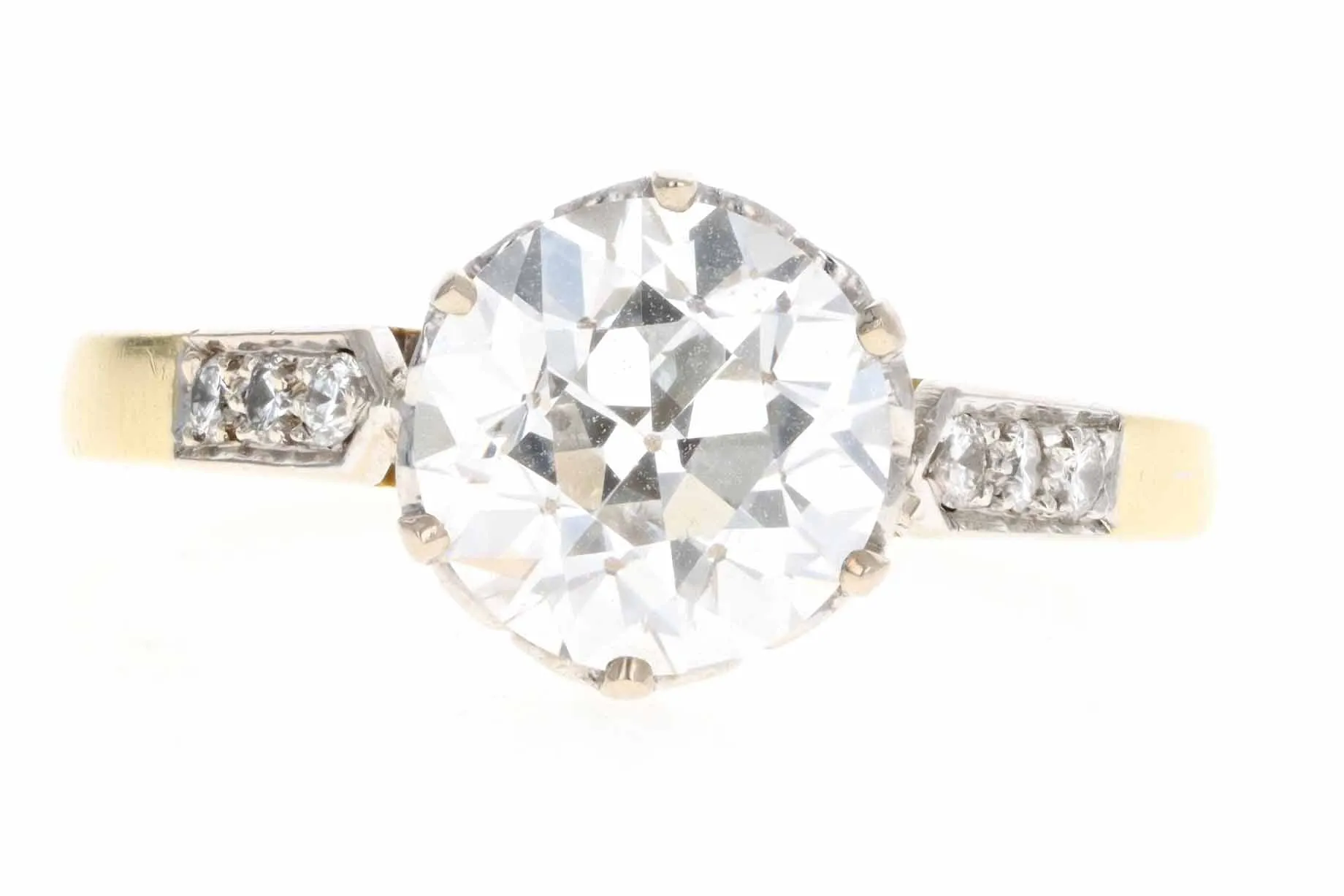 Vintage Inspired 18K Yellow Gold 2.07 Carat Old European Cut Diamond Engagement Ring GIA IGI Certified
