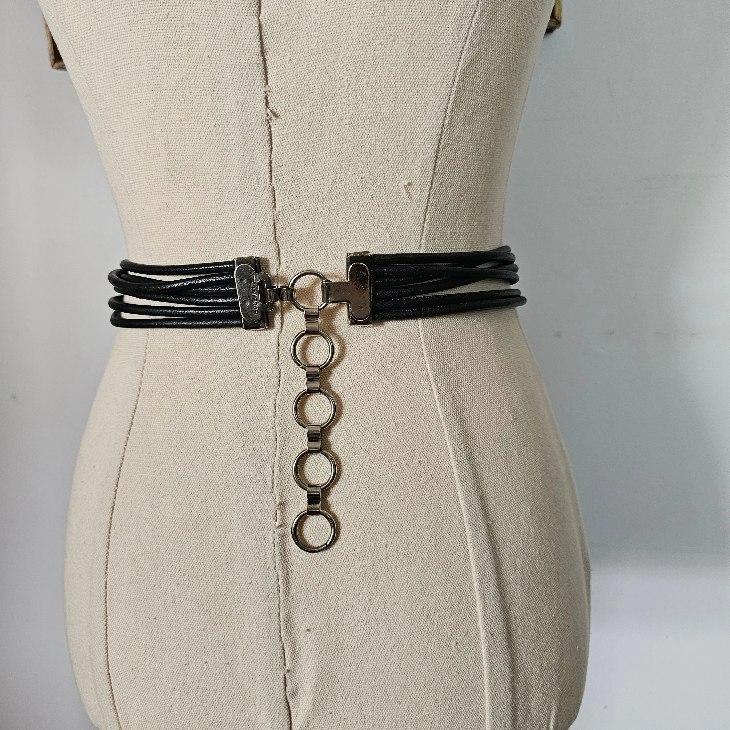 Vintage Italian Statement Belt with Gold Leaf & Amber Jewel Centrepiece