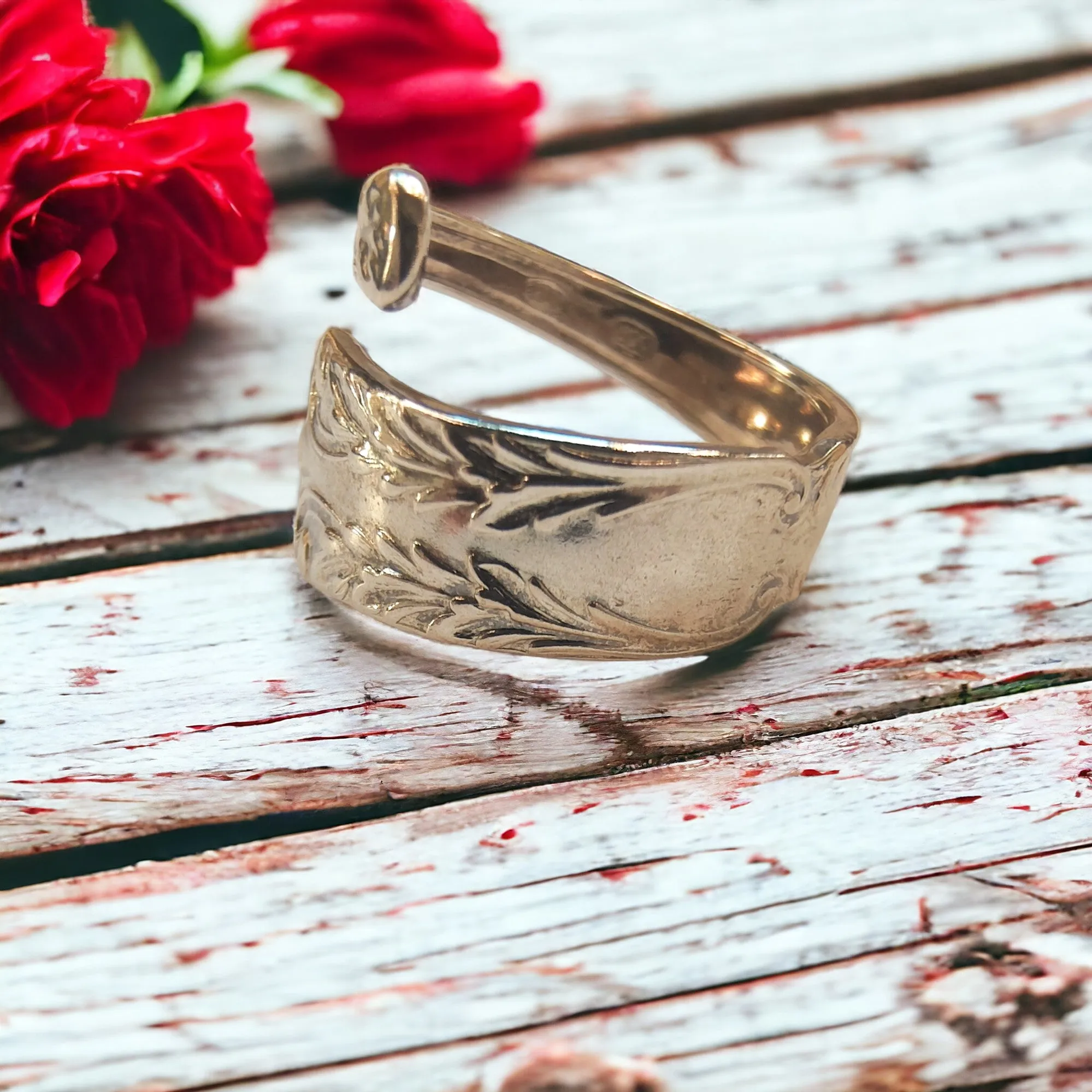 Vintage Italian Sterling Silver Spoon ring - Size O