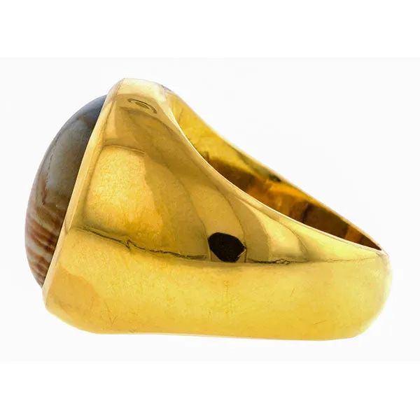 Vintage Landscape Agate Signet Ring