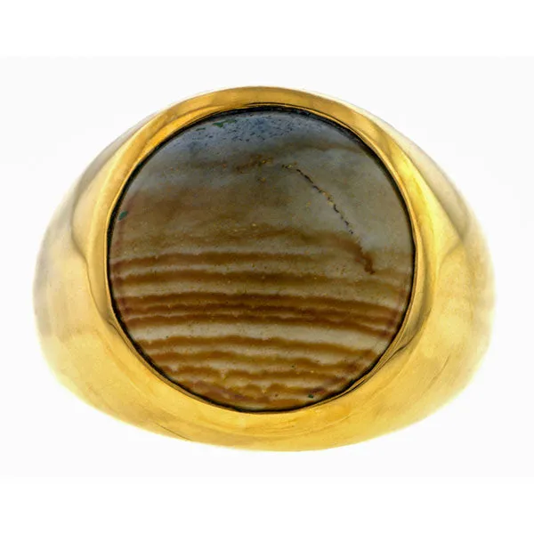 Vintage Landscape Agate Signet Ring