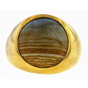 Vintage Landscape Agate Signet Ring