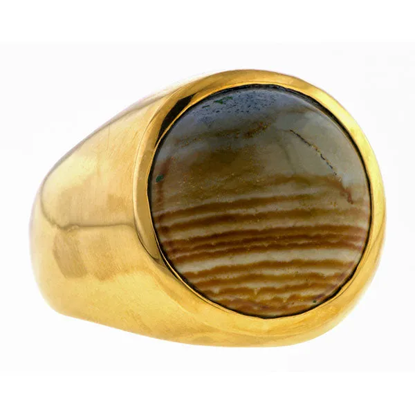 Vintage Landscape Agate Signet Ring