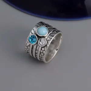 Vintage Natural Stone Rings, Statement Retro Finger Ring