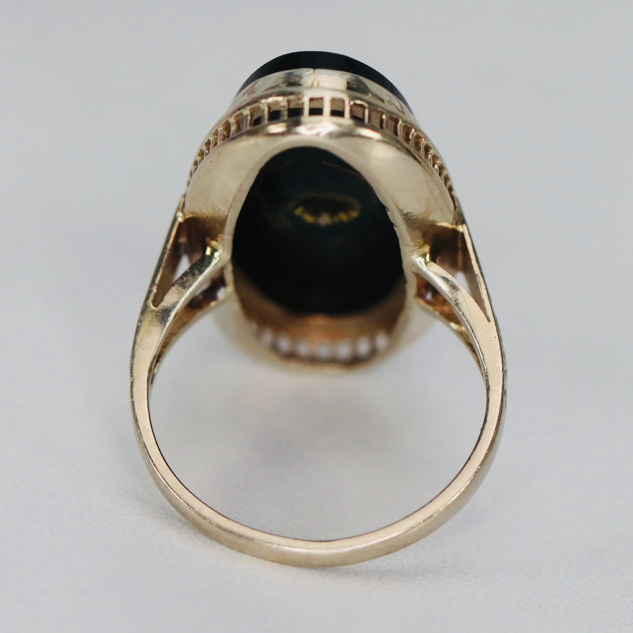 Vintage Onyx and .21ct OEC diamond ring in 14k white gold