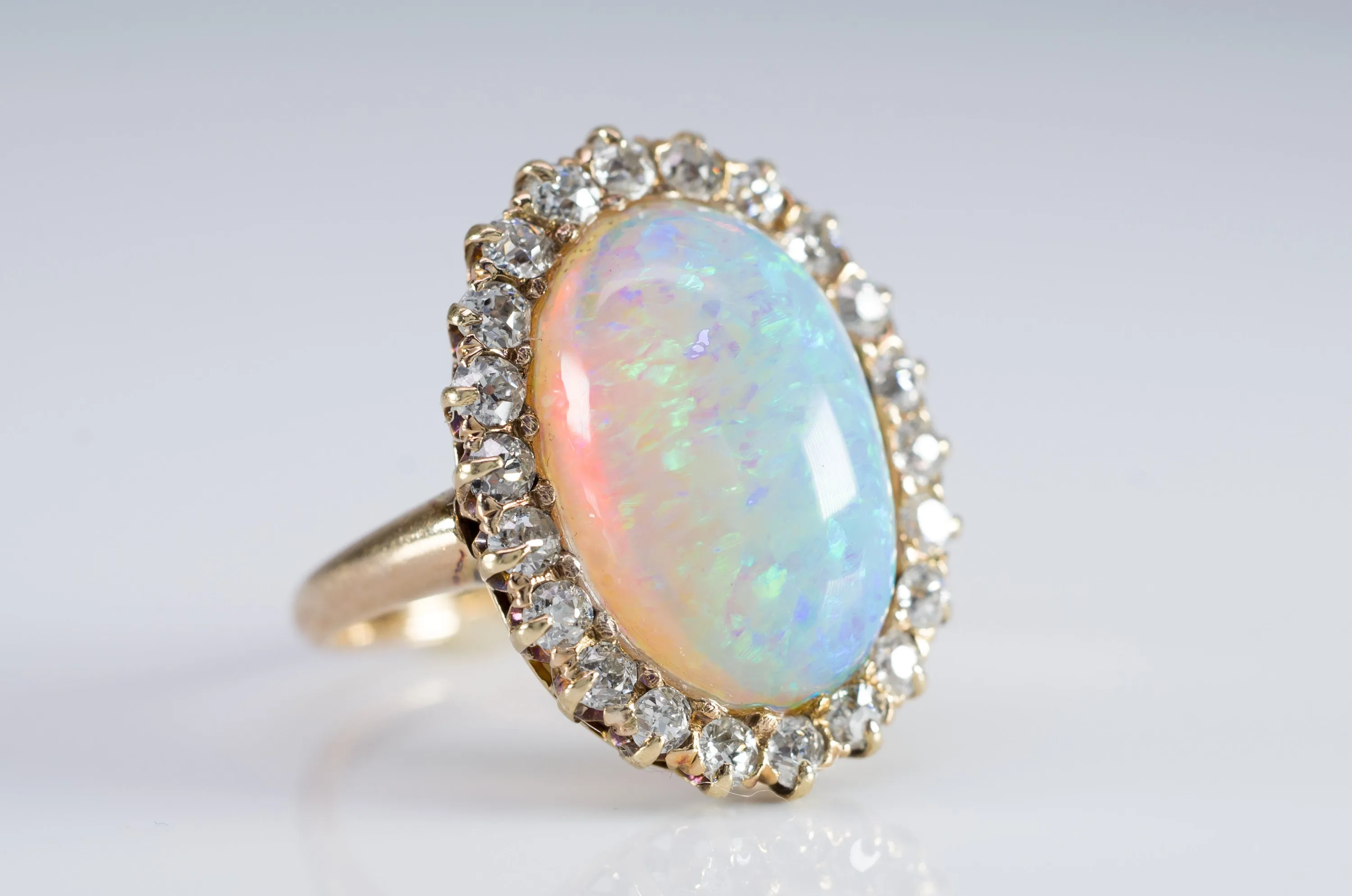 VINTAGE OPAL AND OLD MINE CUT COCKTAIL RING