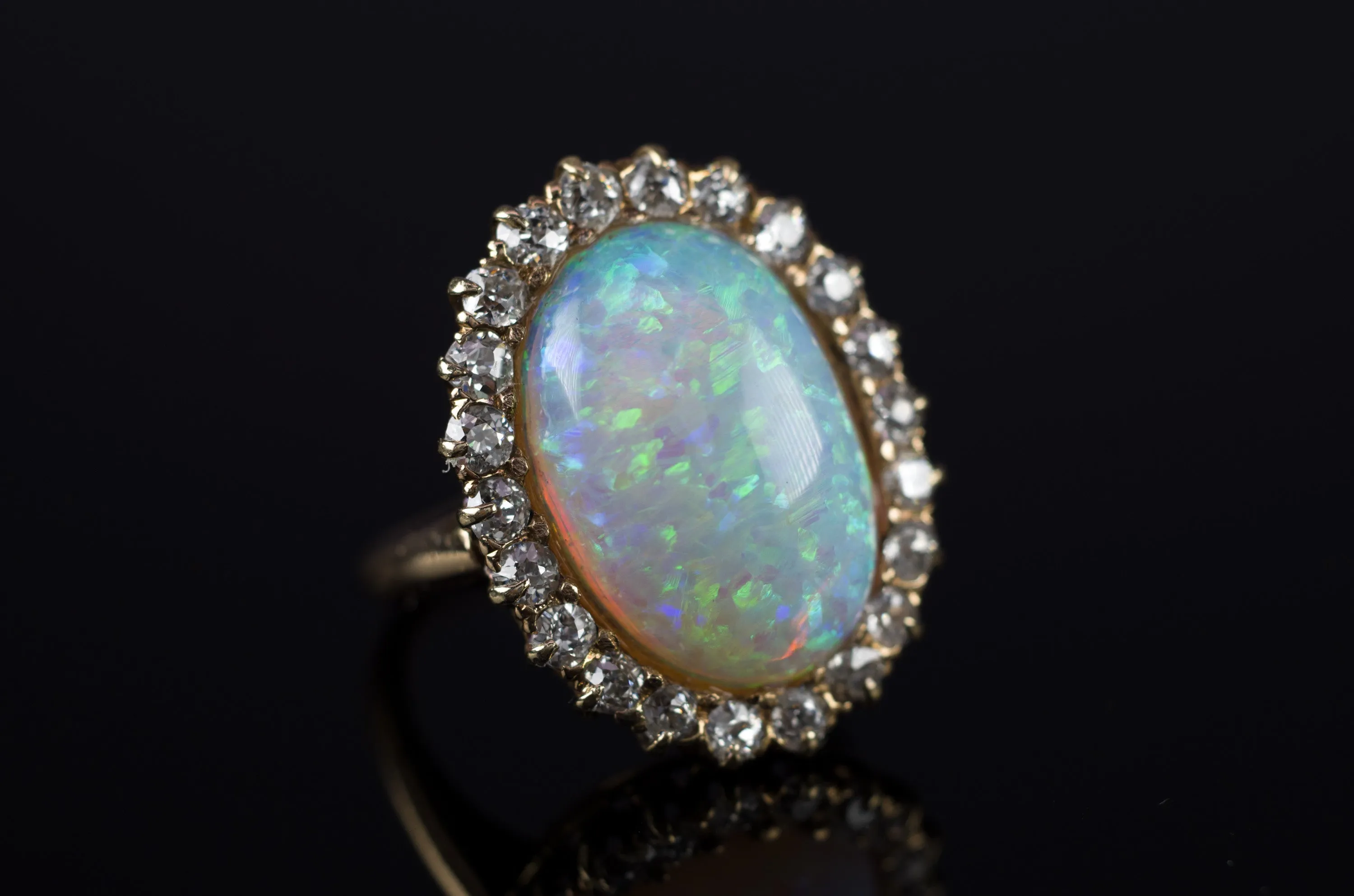 VINTAGE OPAL AND OLD MINE CUT COCKTAIL RING