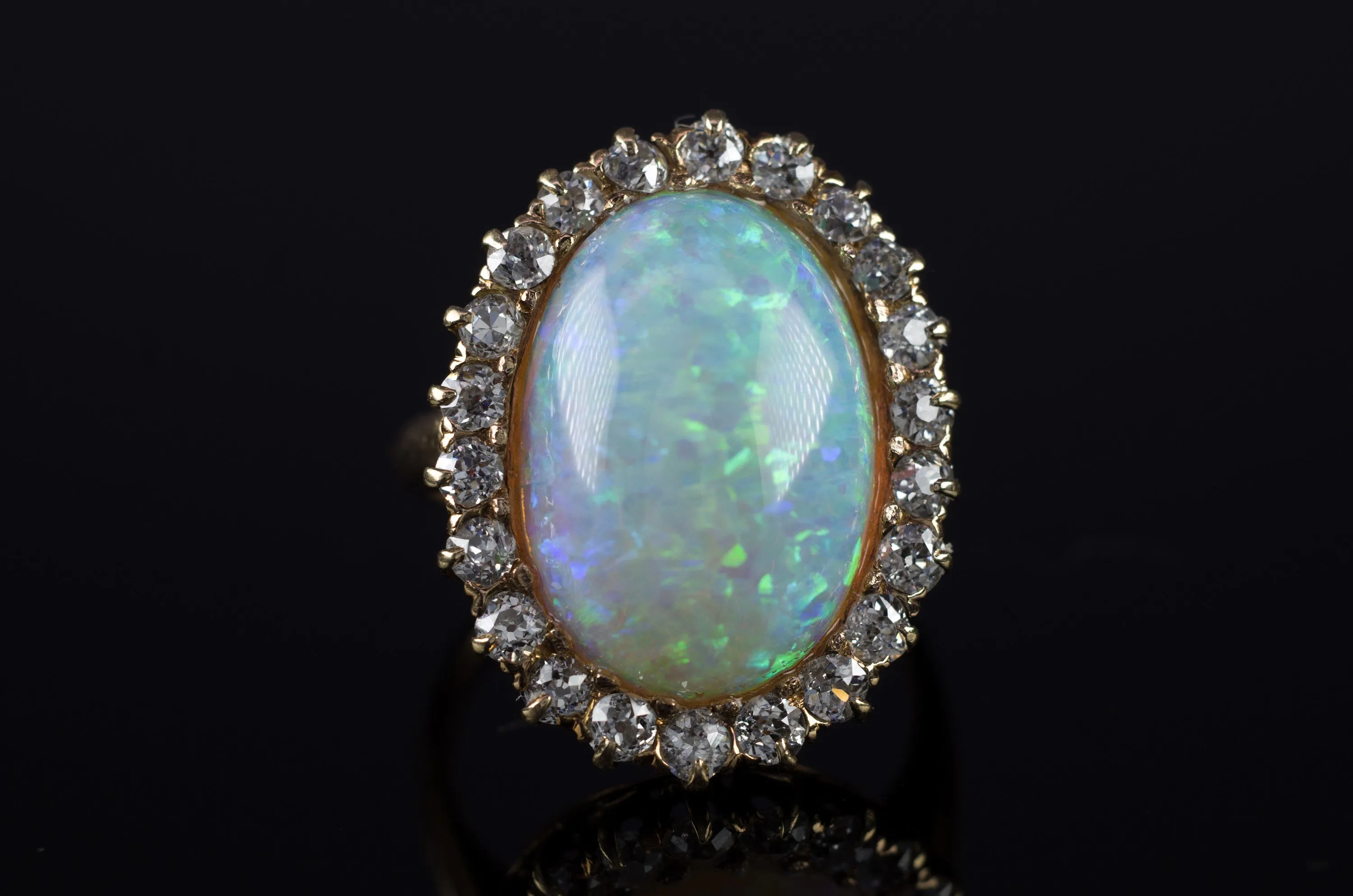 VINTAGE OPAL AND OLD MINE CUT COCKTAIL RING