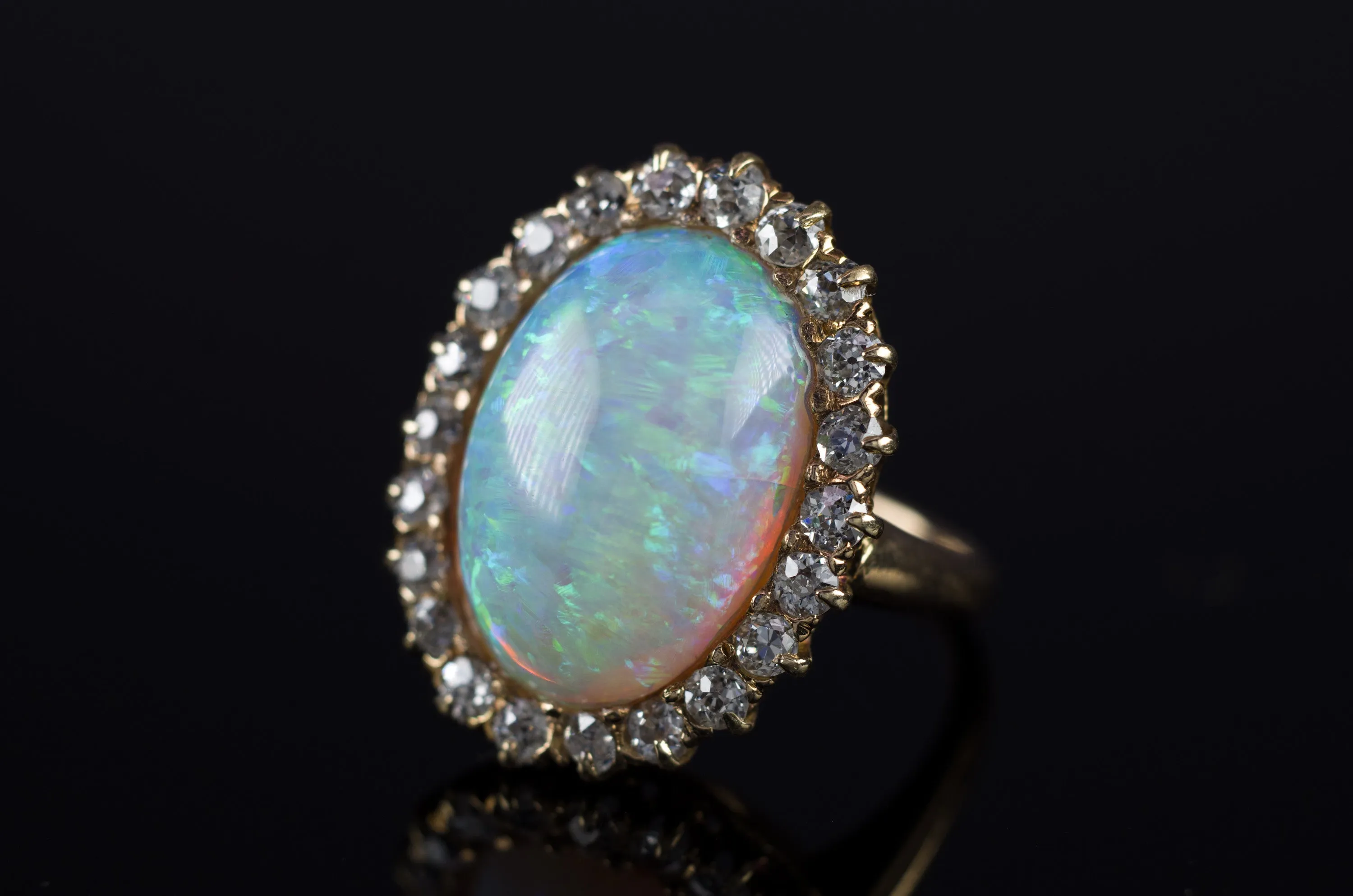 VINTAGE OPAL AND OLD MINE CUT COCKTAIL RING