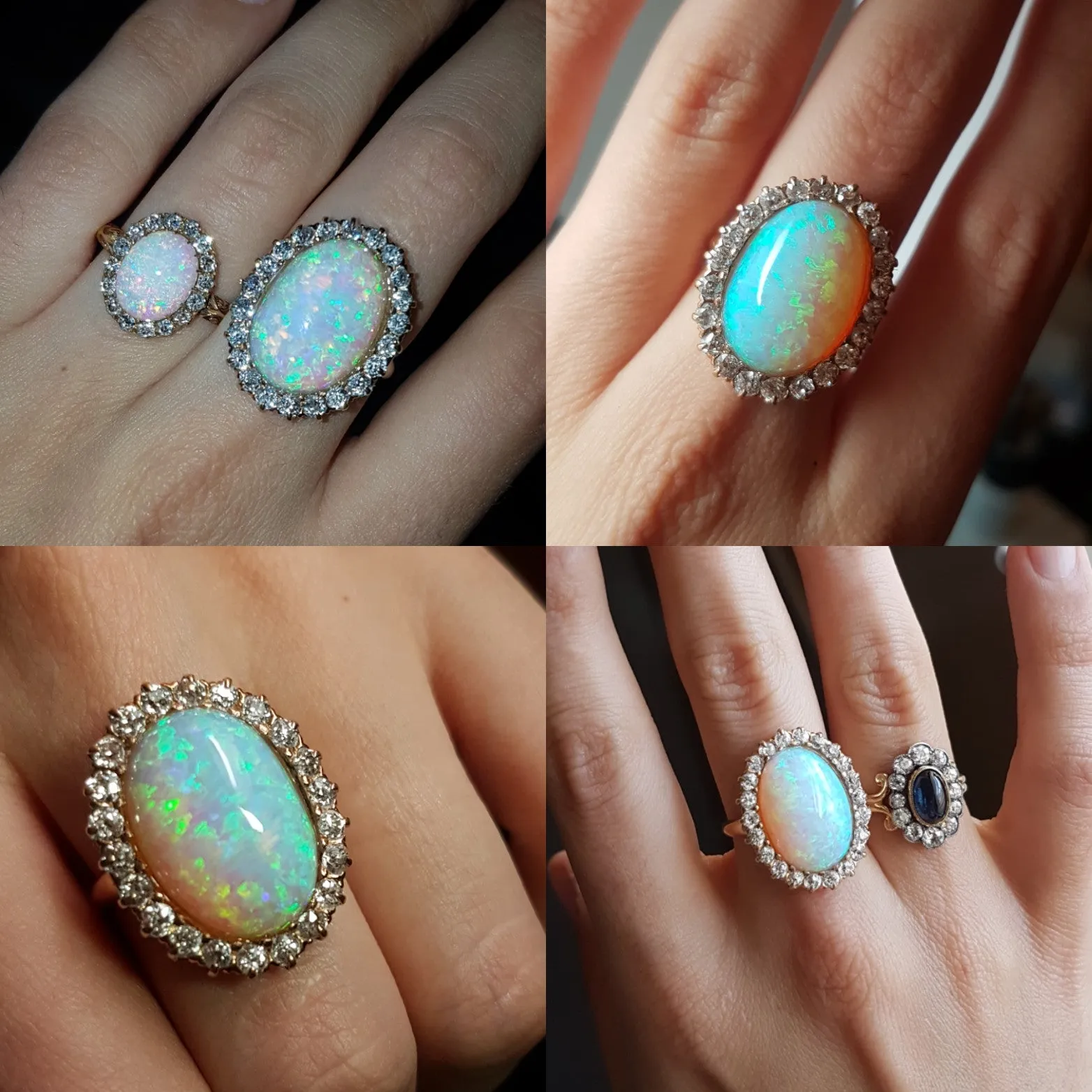 VINTAGE OPAL AND OLD MINE CUT COCKTAIL RING
