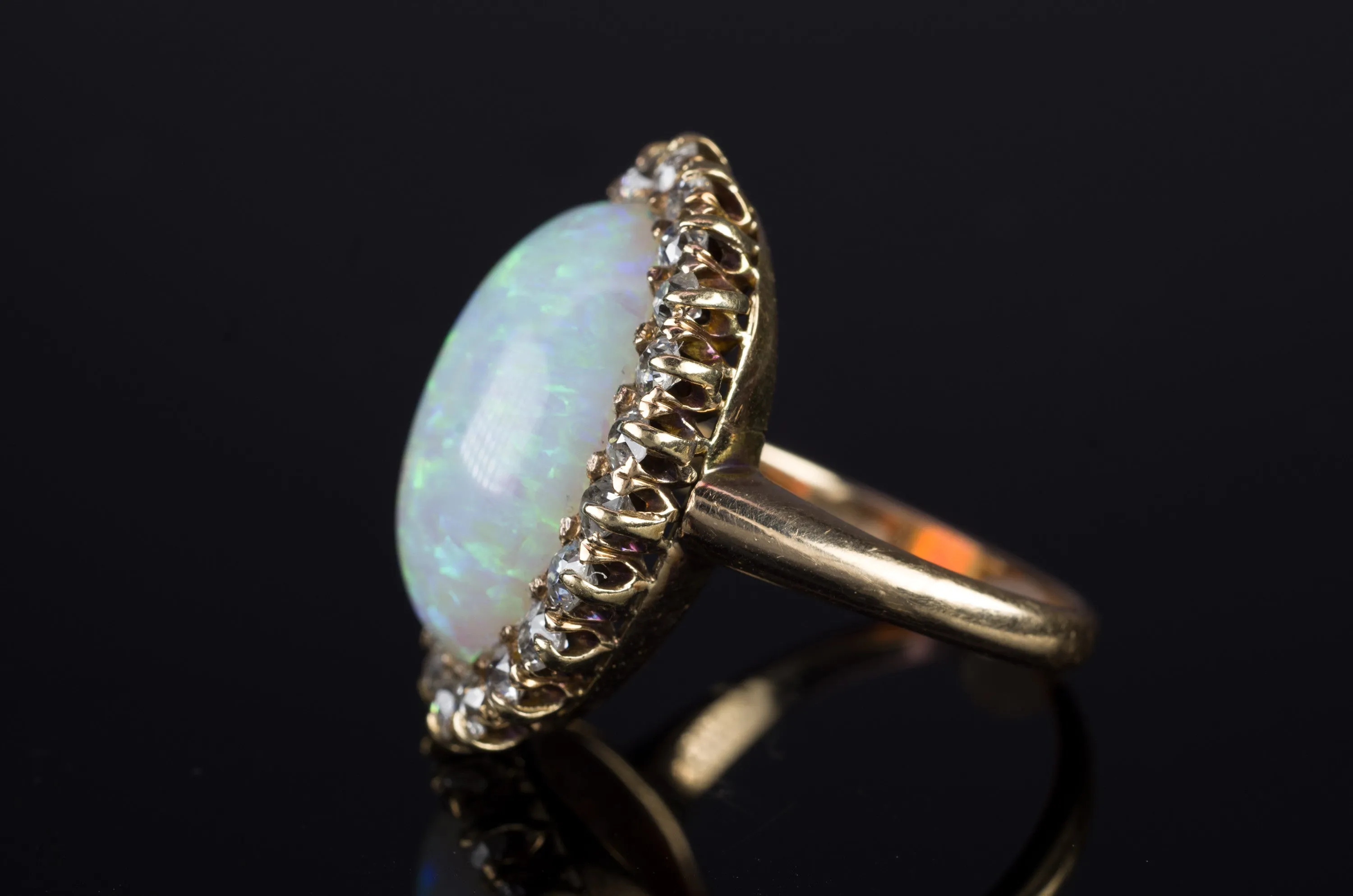 VINTAGE OPAL AND OLD MINE CUT COCKTAIL RING