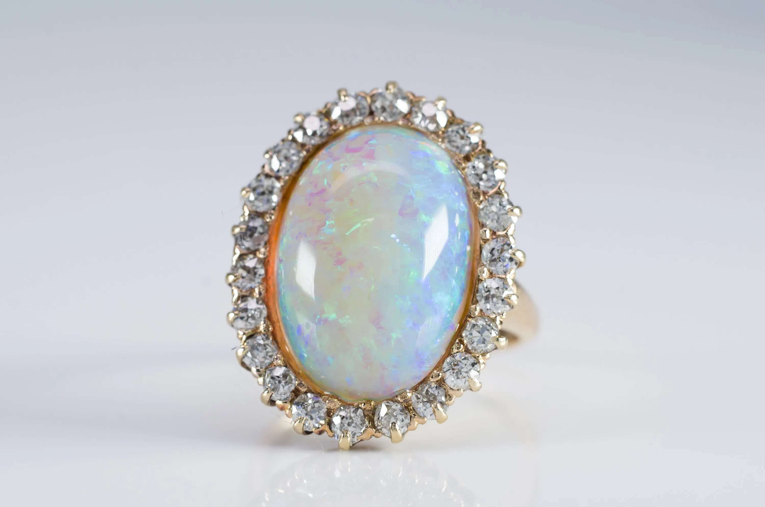 VINTAGE OPAL AND OLD MINE CUT COCKTAIL RING