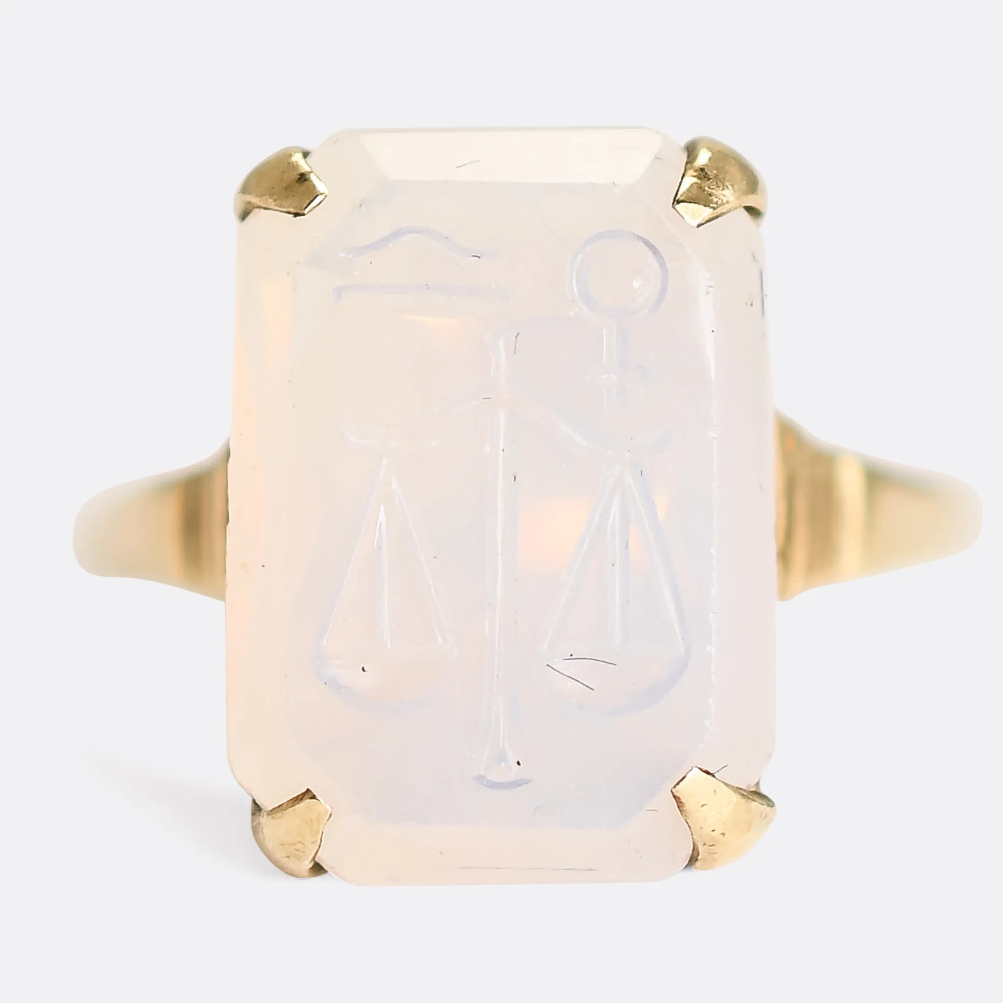 Vintage Opalite Libra & Venus Signet Ring
