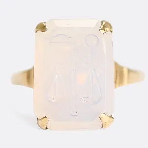 Vintage Opalite Libra & Venus Signet Ring