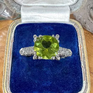 Vintage Peridot & Diamond Ring