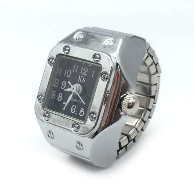 Vintage Rings Punk Elastic Stretchy Quartz Watch Rings