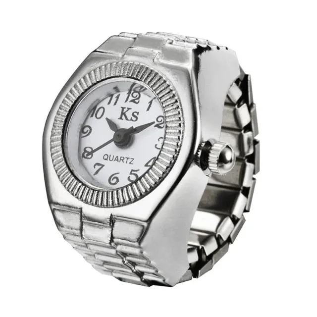Vintage Rings Punk Elastic Stretchy Quartz Watch Rings